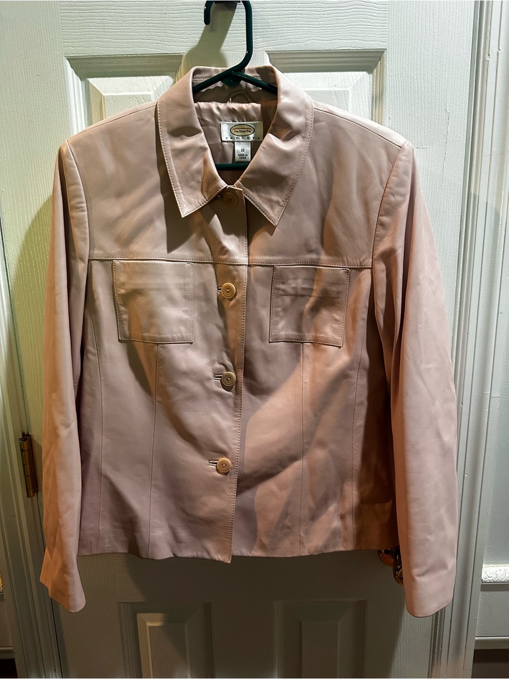 Vintage Talbots Petites Light Pink Leather Jacket Lined Sz‎ 10